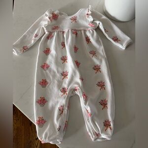 The Beaufort Bonnet Company White and Pink Floral Kids Footie